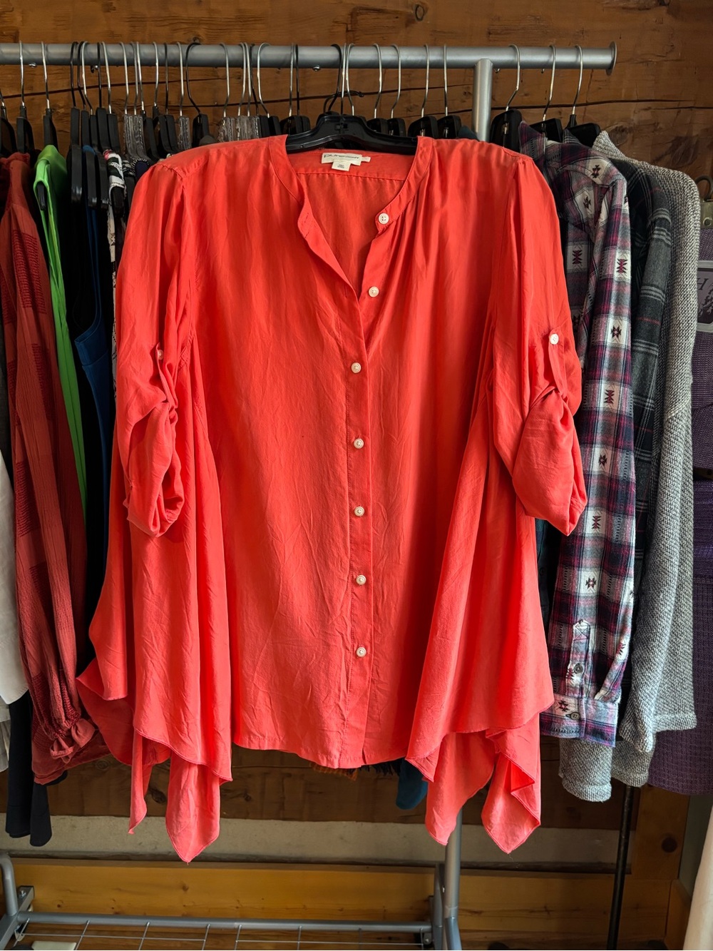 Lightweight Button-Front Washed Silk Blouse
